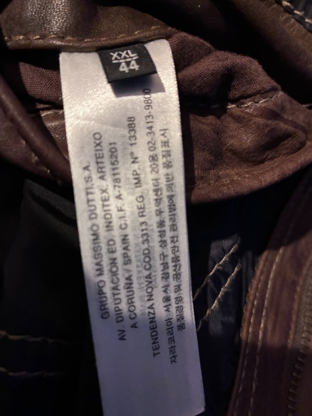 Massimo Dutti Men’s Brown Cow Leather Jacket XL (44) - Picture 4 of 4